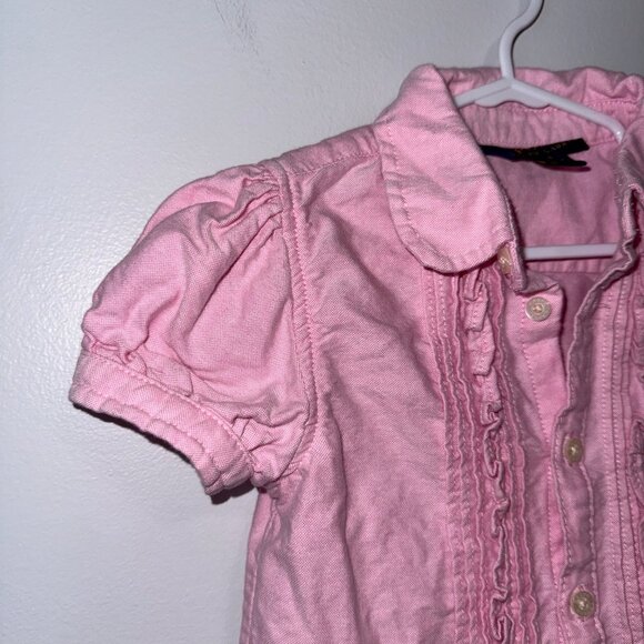 Polo Ralph Lauren Girls Pink Short Sleeve Button-Down Dress  Size 5 - Picture 2 of 6